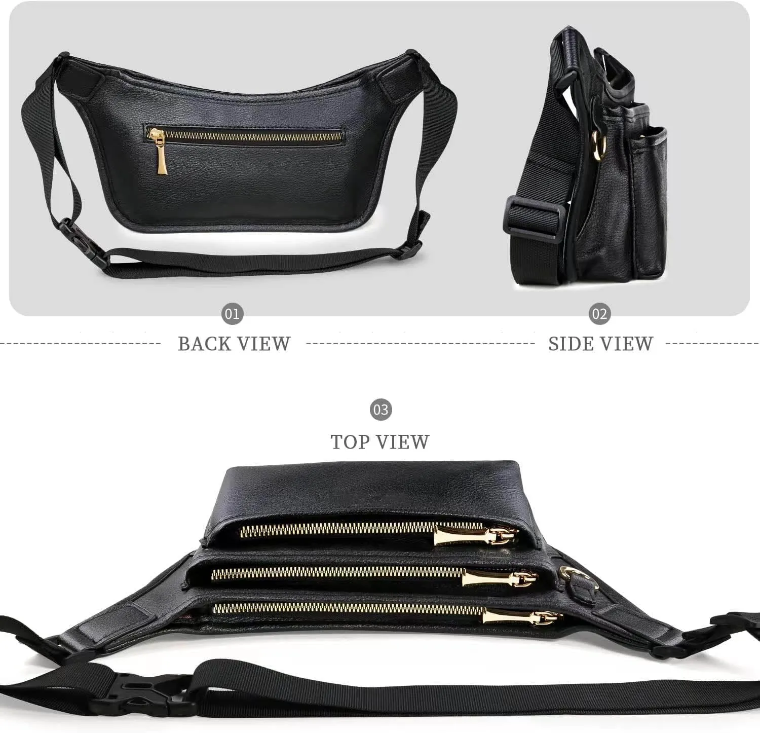 Fanny Packs for Women Leather Fashionable Black Fanny Pack for Men Girls Boys, Cute Waist Pack Belt Bag with Adjustable Strap, Casual Bum Hip Bags for Travel Running Disney Hiking Cycling Brown Pink