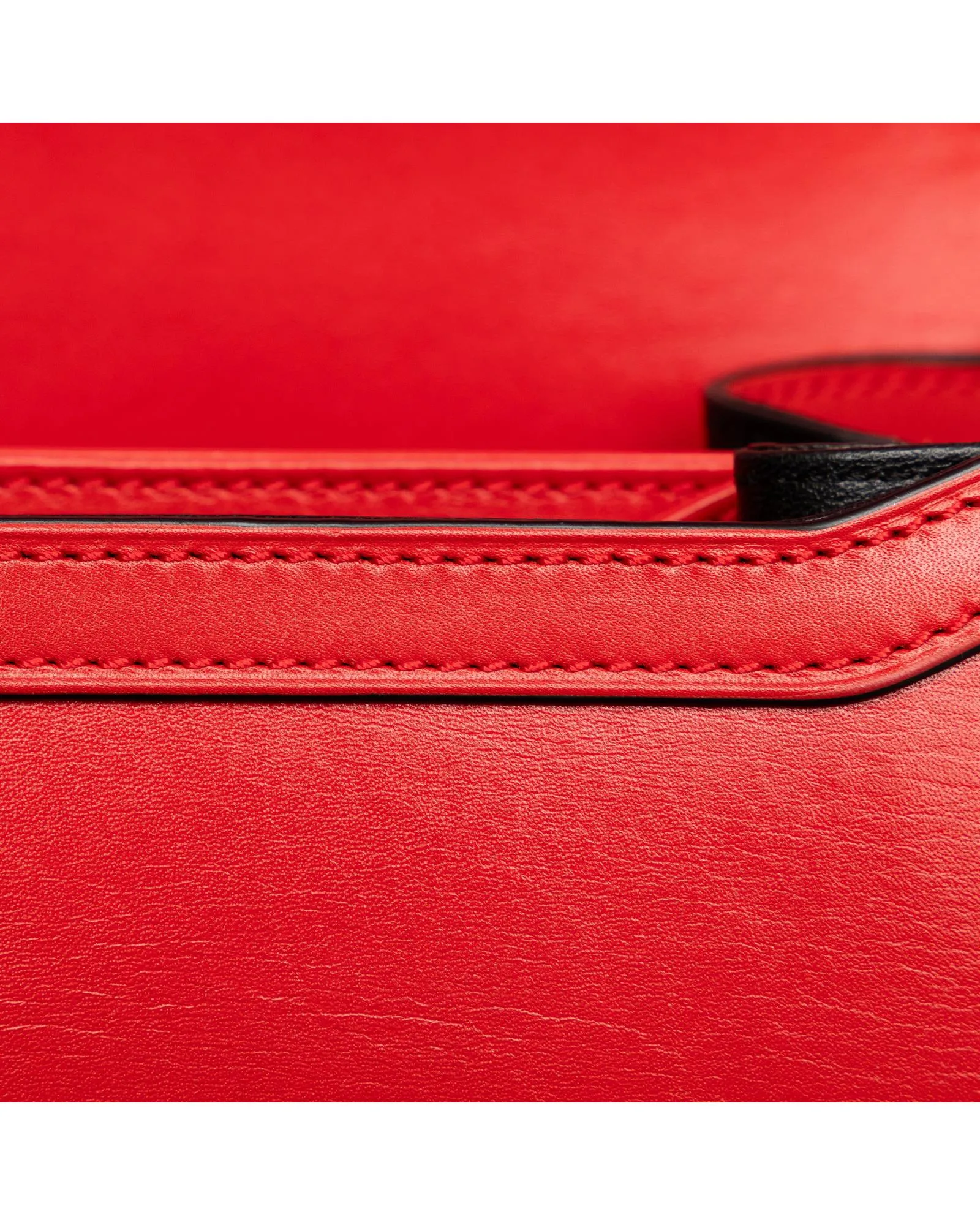 Flat Leather Flap Bag with Slip-Through Closure and Interior Compartments