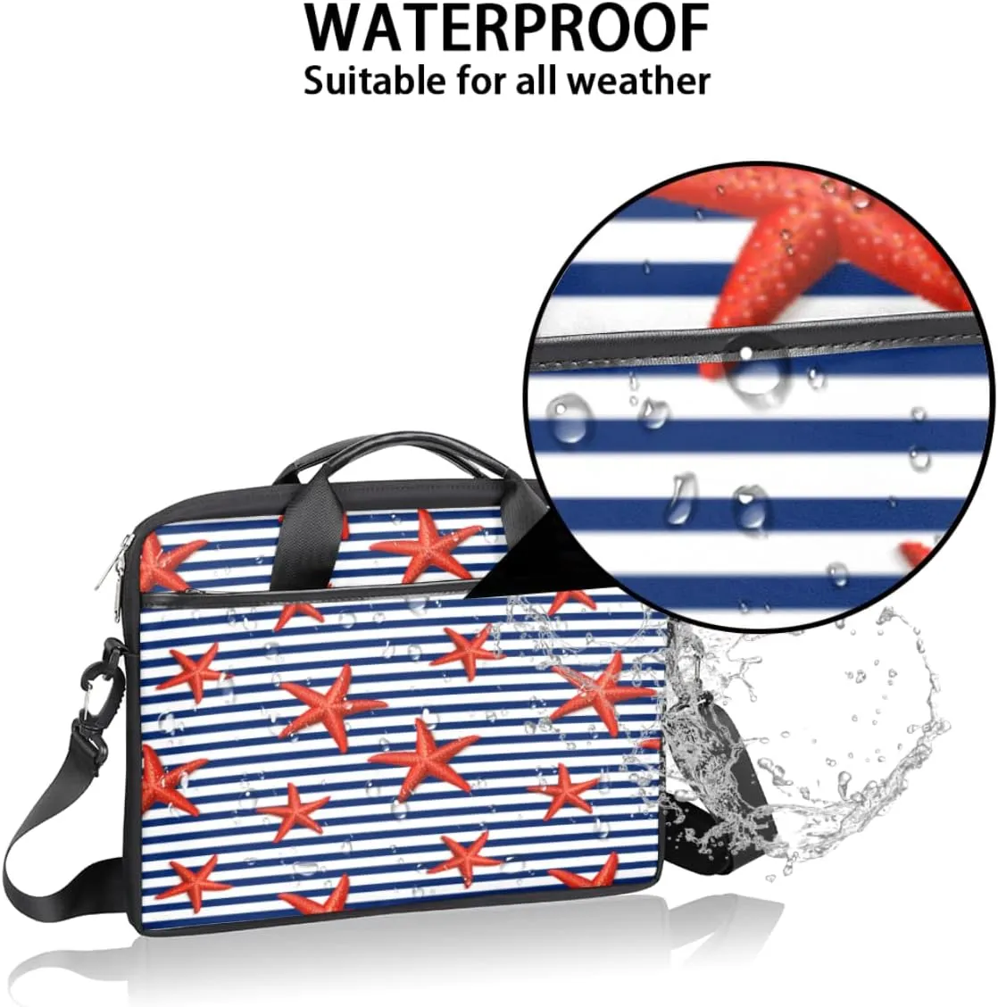 Floral Ethnic Traditional Pattern Laptop Shoulder Messenger Bag Waterproof Laptop Briefcase Handle Padded Strap