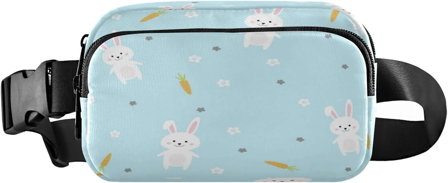 Flowers Bunny Carrots Belt Bag for Women Men Fanny Pack Small Waist Pouch Crossbody Bags for Outdoor Hiking Running Travel