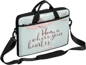 Flowers Floral Blue Background Laptop Shoulder Messenger Bag Waterproof Laptop Briefcase Handle Padded Strap