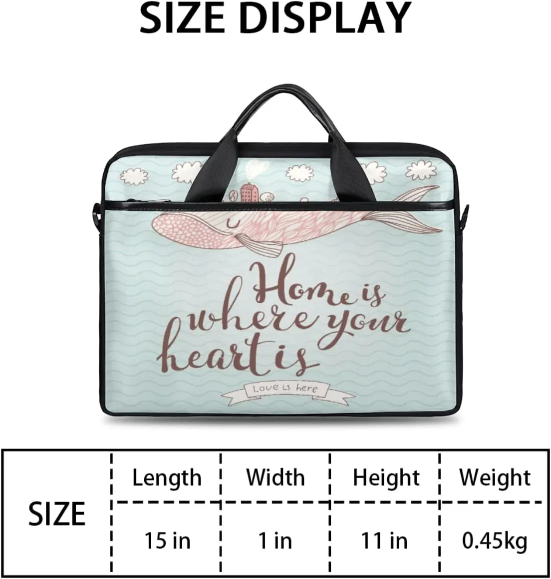Flowers Floral Blue Background Laptop Shoulder Messenger Bag Waterproof Laptop Briefcase Handle Padded Strap