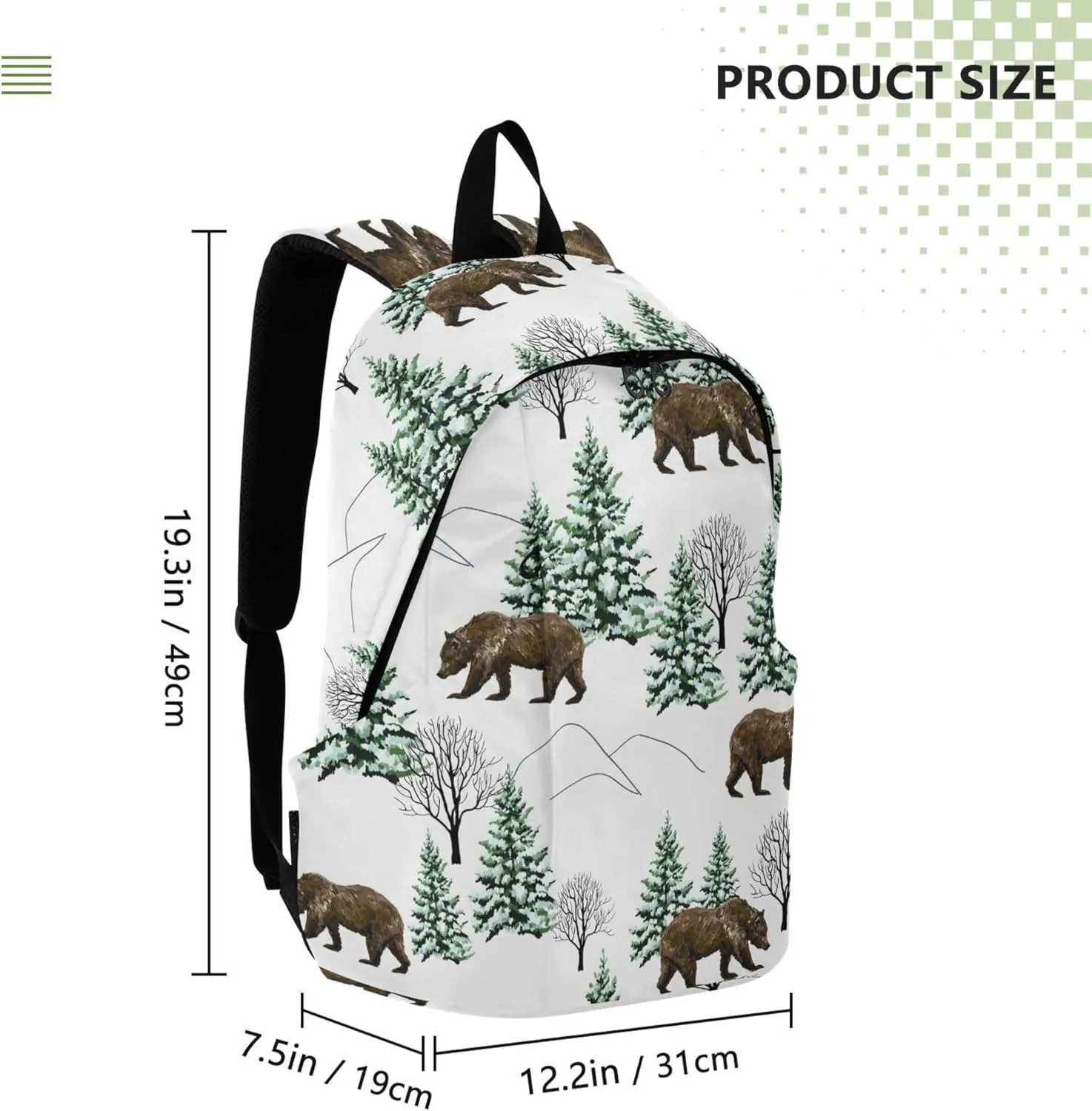 Forest Bears Winter Laptop Backpack Travel Hiking Camping Work Computer Back Packs Book Bags for Women Men
