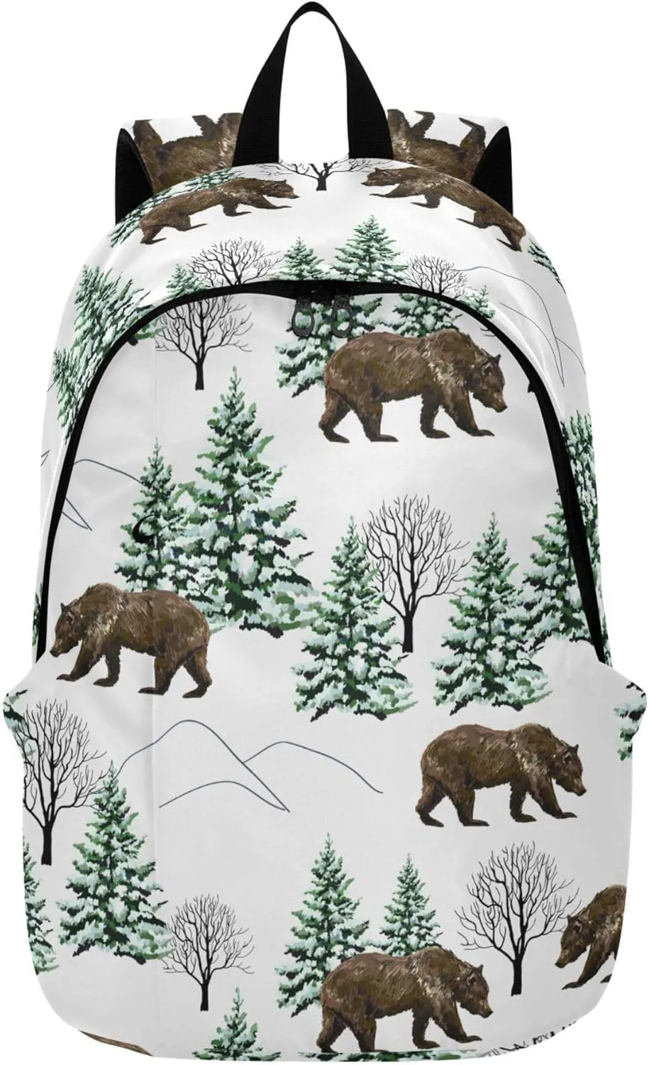Forest Bears Winter Laptop Backpack Travel Hiking Camping Work Computer Back Packs Book Bags for Women Men