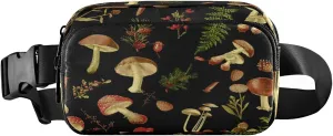 Forest Theme Floral Mushrooms Belt Bag for Women Men Fanny Pack Small Waist Pouch Crossbody Bags for Outdoor Hiking Running Travel