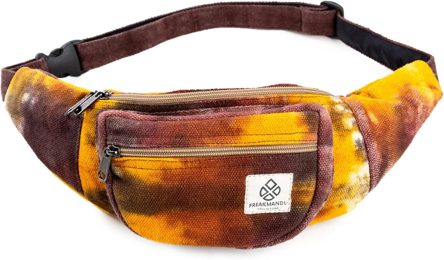 Freakmandu Eco-Friendly Boho Hippie Style Hemp Fanny Pack Cross Body Hip Waist Bag for Hiking Running Jogging (Fall Trip)