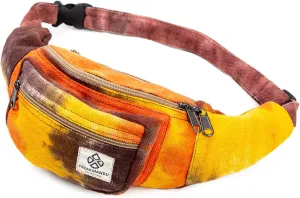 Freakmandu Eco-Friendly Boho Hippie Style Hemp Fanny Pack Cross Body Hip Waist Bag for Hiking Running Jogging (Fall Trip)