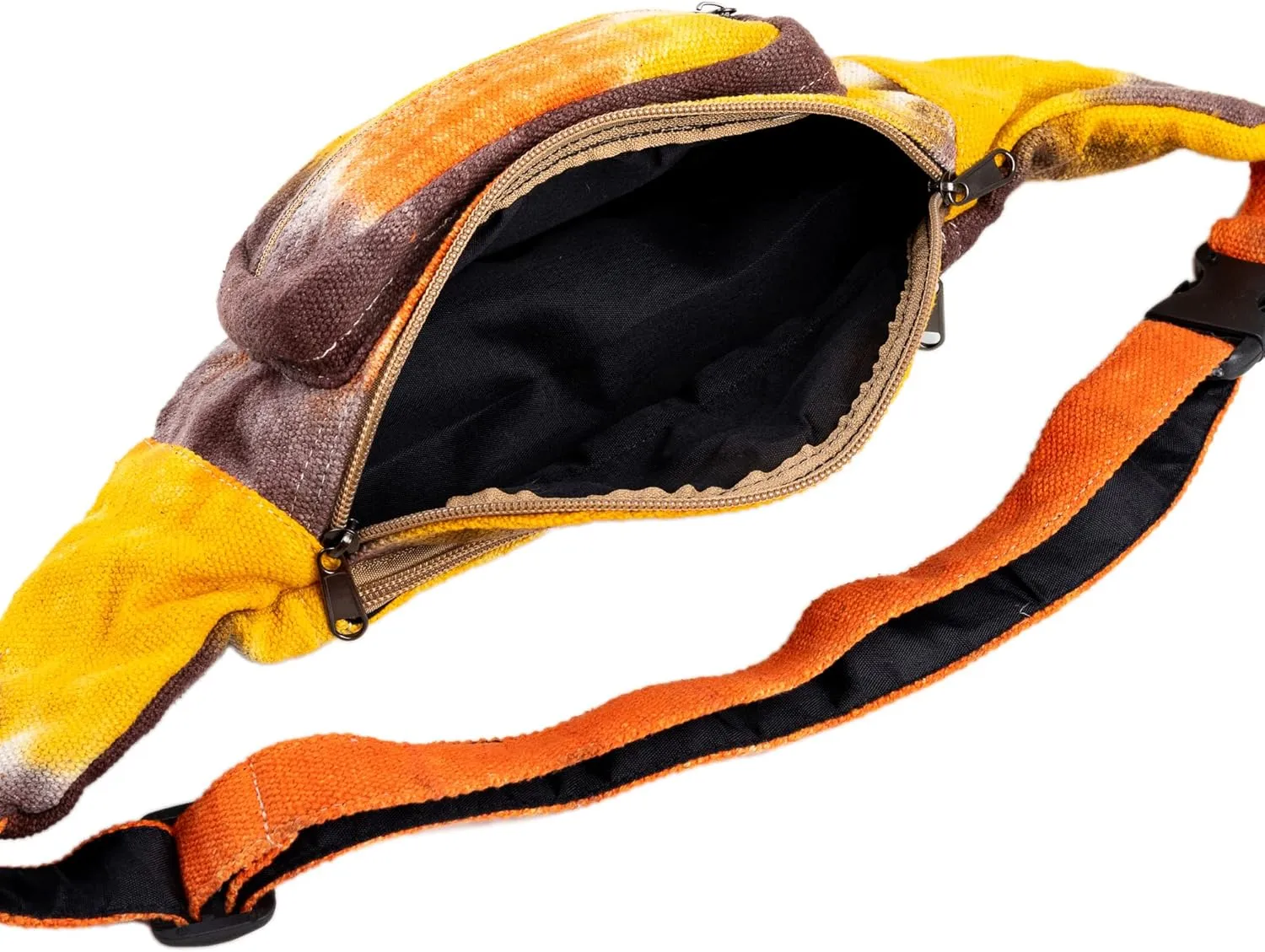 Freakmandu Eco-Friendly Boho Hippie Style Hemp Fanny Pack Cross Body Hip Waist Bag for Hiking Running Jogging (Fall Trip)