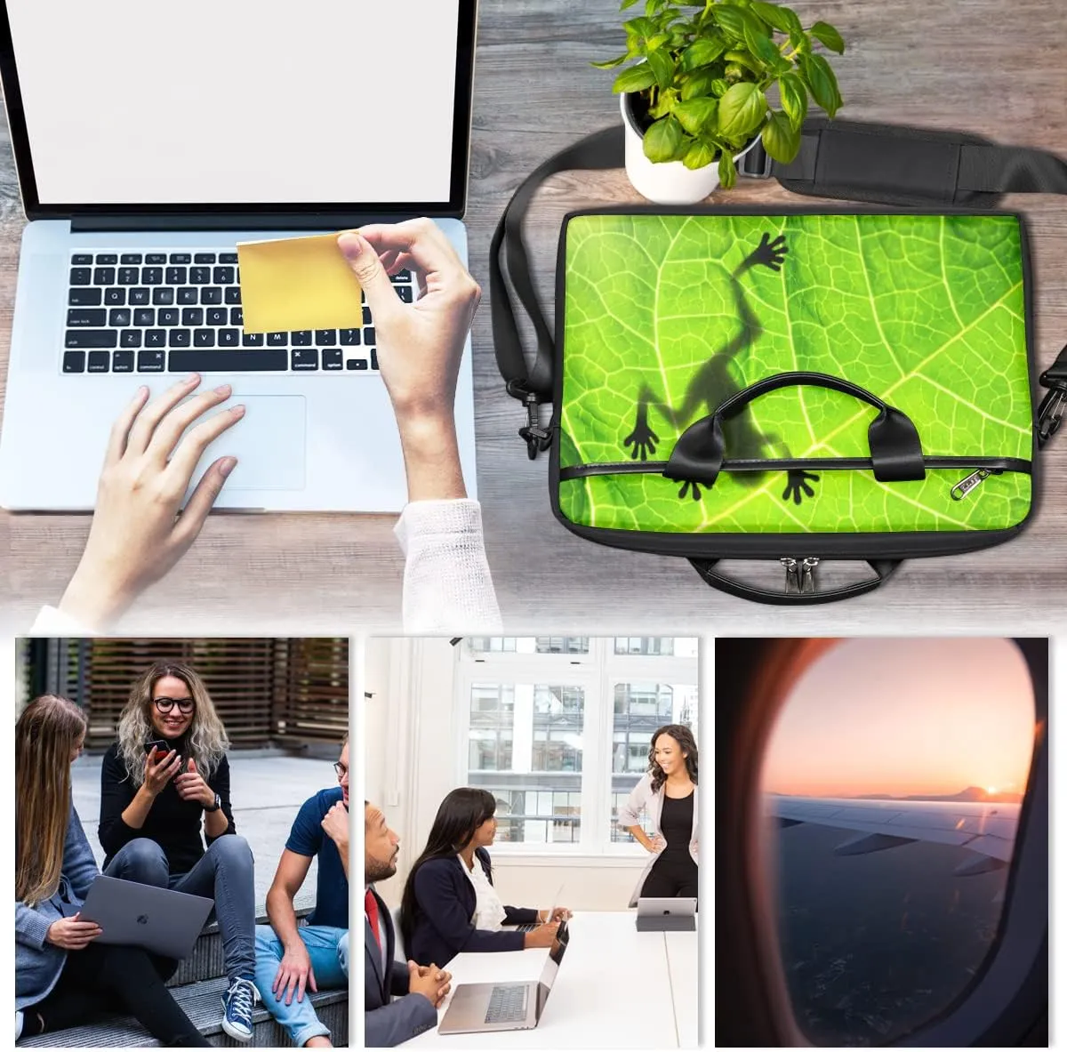 French Bulldog Laptop Shoulder Messenger Bag Waterproof Laptop Briefcase with Handle and Padded Strap Case Sleeve