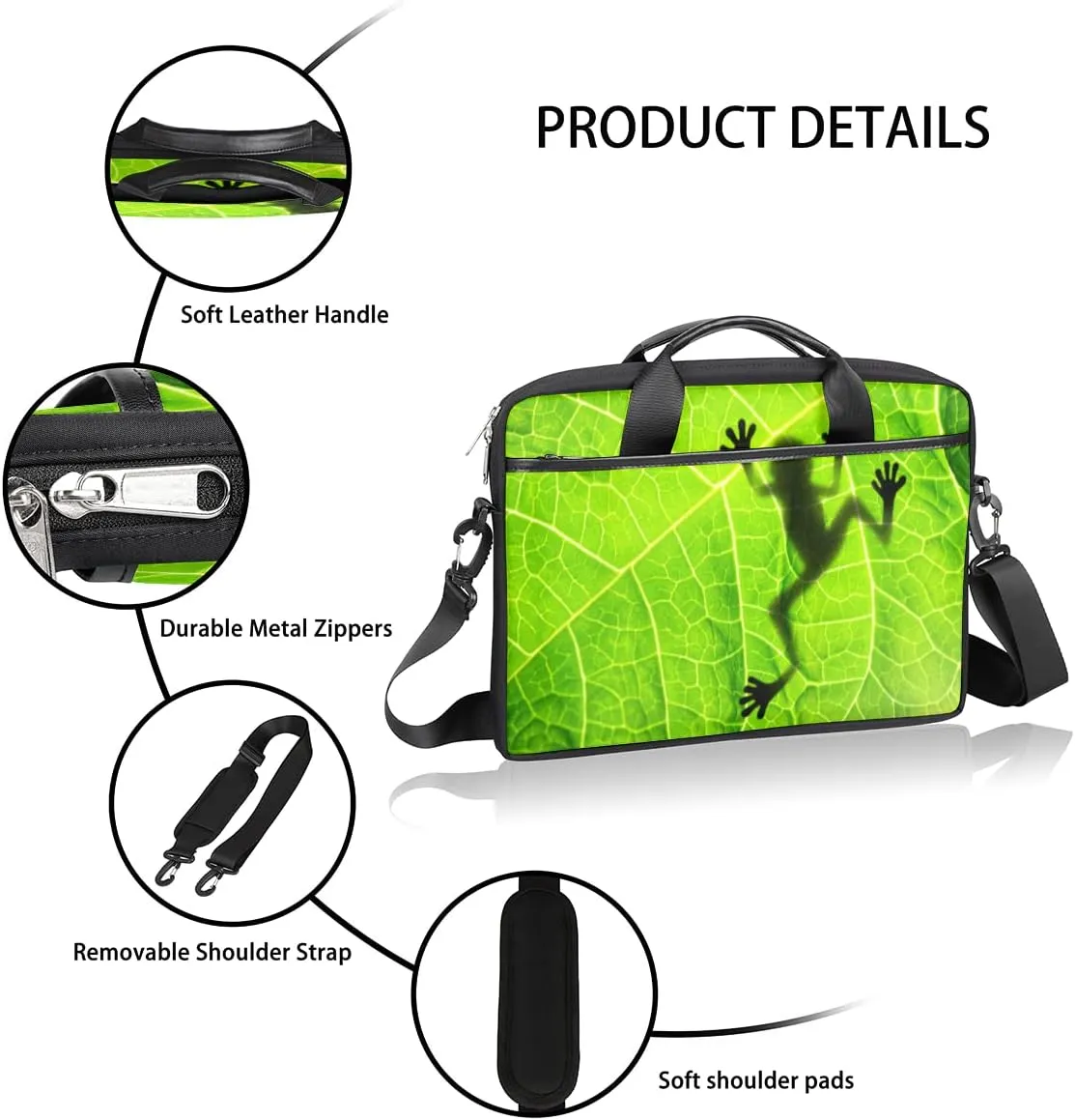 French Bulldog Laptop Shoulder Messenger Bag Waterproof Laptop Briefcase with Handle and Padded Strap Case Sleeve