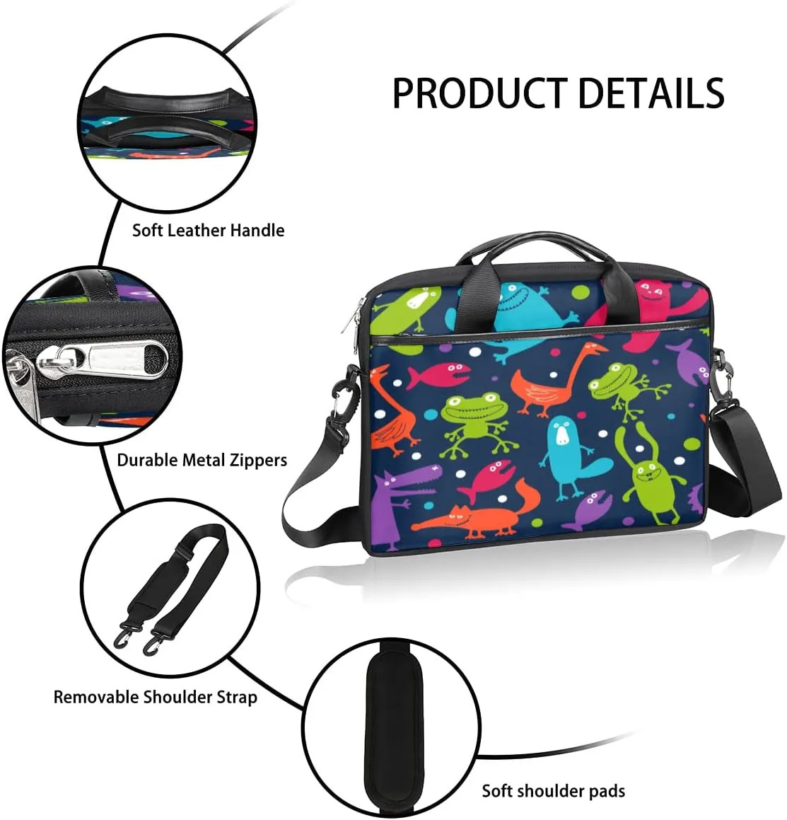 Fruit Watermelon Cherry Pineapple Laptop Shoulder Messenger Bag Waterproof Laptop Briefcase with Handle and Padded