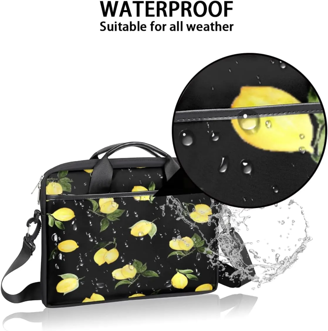 Fruits Strawberries Laptop Shoulder Messenger Bag Waterproof Laptop Briefcase Handle Padded Strap
