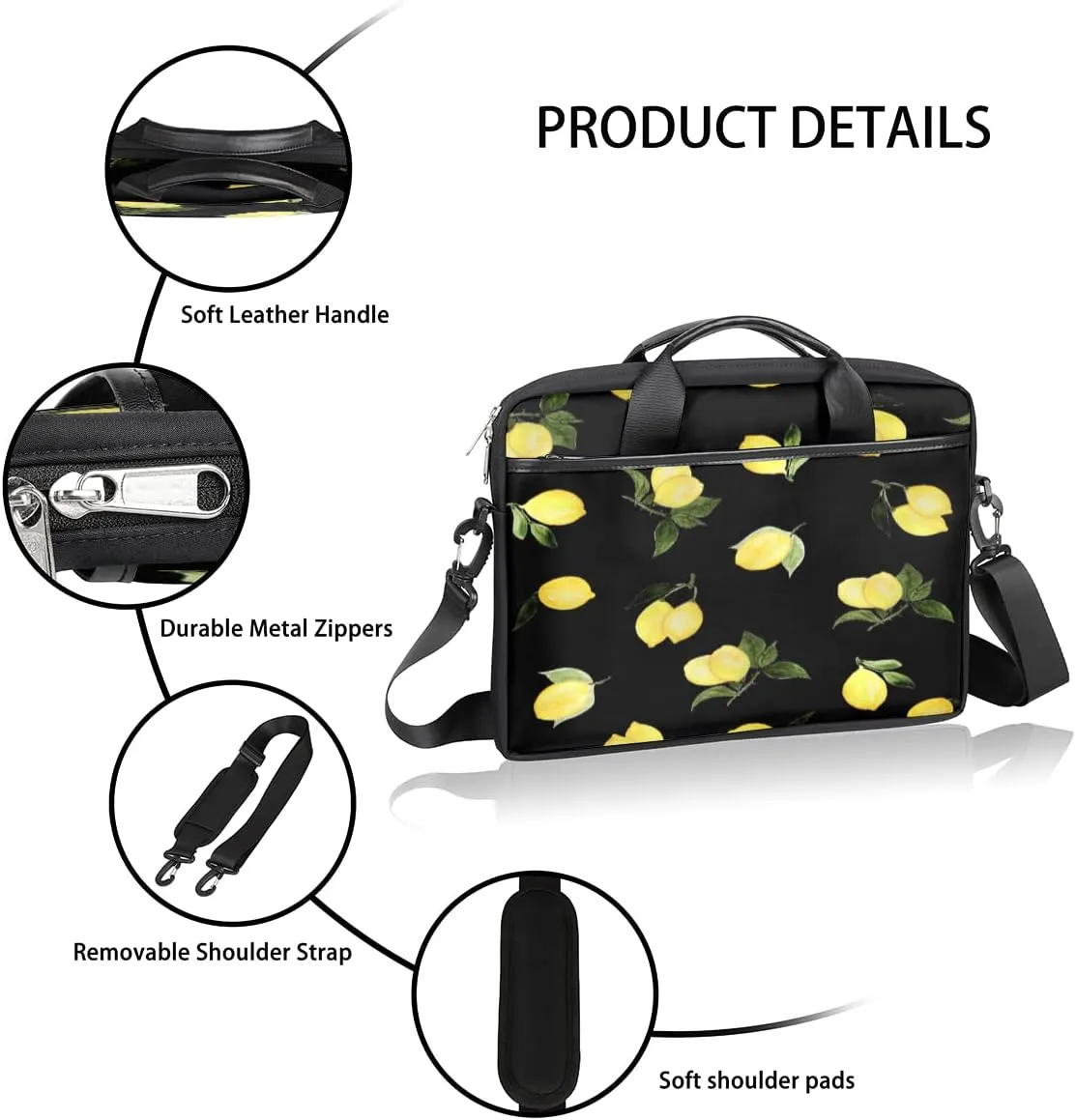 Fruits Strawberries Laptop Shoulder Messenger Bag Waterproof Laptop Briefcase Handle Padded Strap