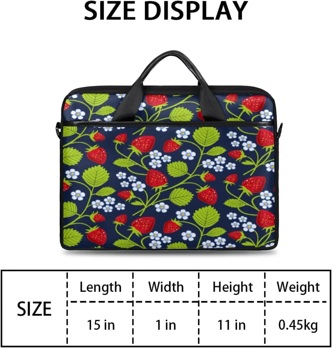 Fruits Strawberries Laptop Shoulder Messenger Bag Waterproof Laptop Briefcase Handle Padded Strap