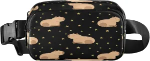 Funny Capybara Yellow Stars Belt Bag for Women Men Fanny Pack Small Waist Pouch Crossbody Bags for Outdoor Hiking Running Travel