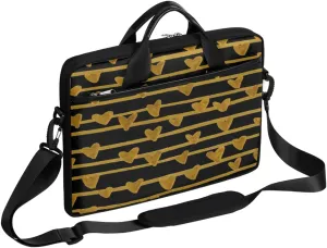 Golden Hearts Laptop Shoulder Messenger Bag Waterproof Laptop Briefcase with Handle and Padded Strap Case Sleeve for 13 13.3 14 15.6 Inch Laptop Case