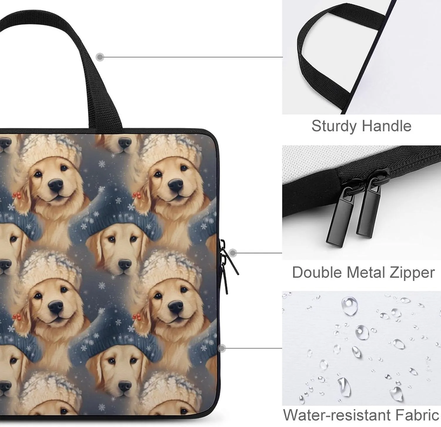 Golden Retriever Laptop Bag Carrying Case Computer Protective Sleeve Case Briefcase for Men Women