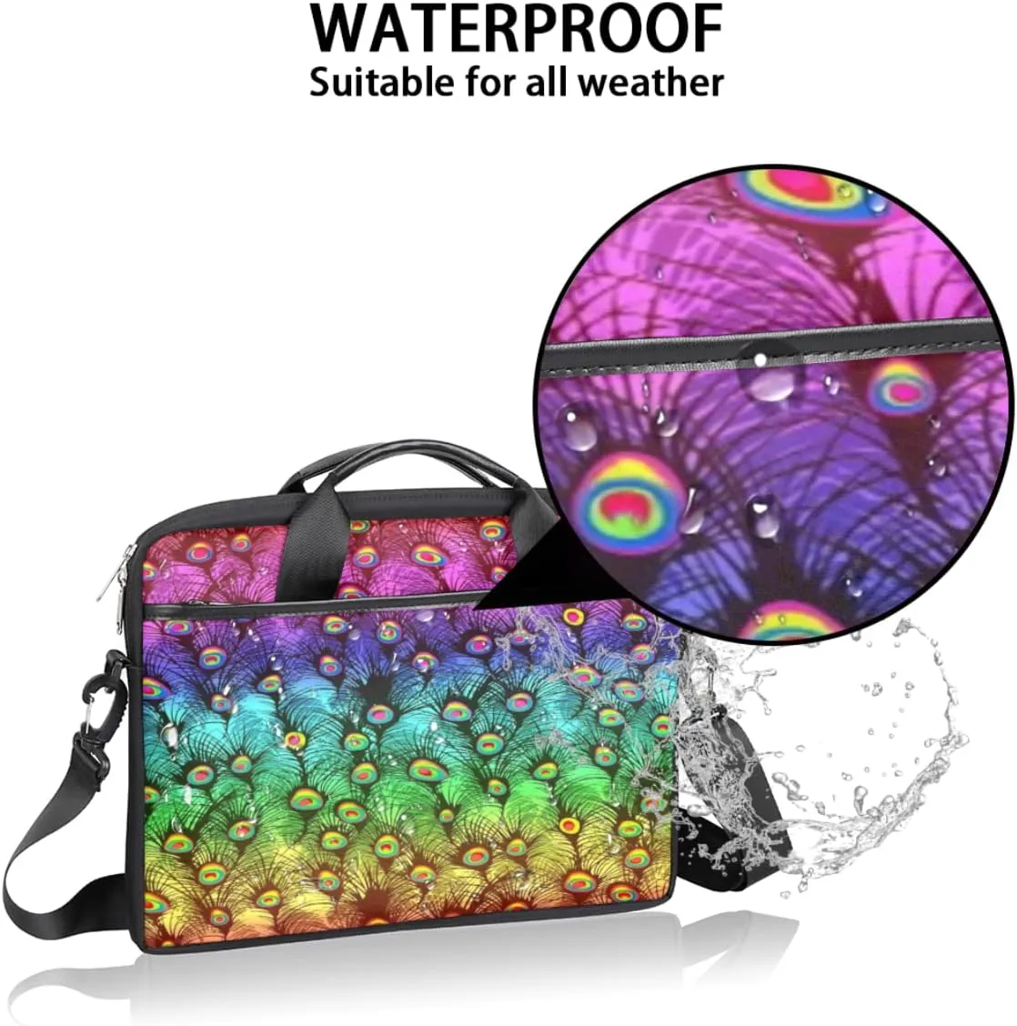 Gradient Geometric Shapes Laptop Shoulder Messenger Bag Waterproof Laptop Briefcase with Handle and Padded Strap Case Sleeve