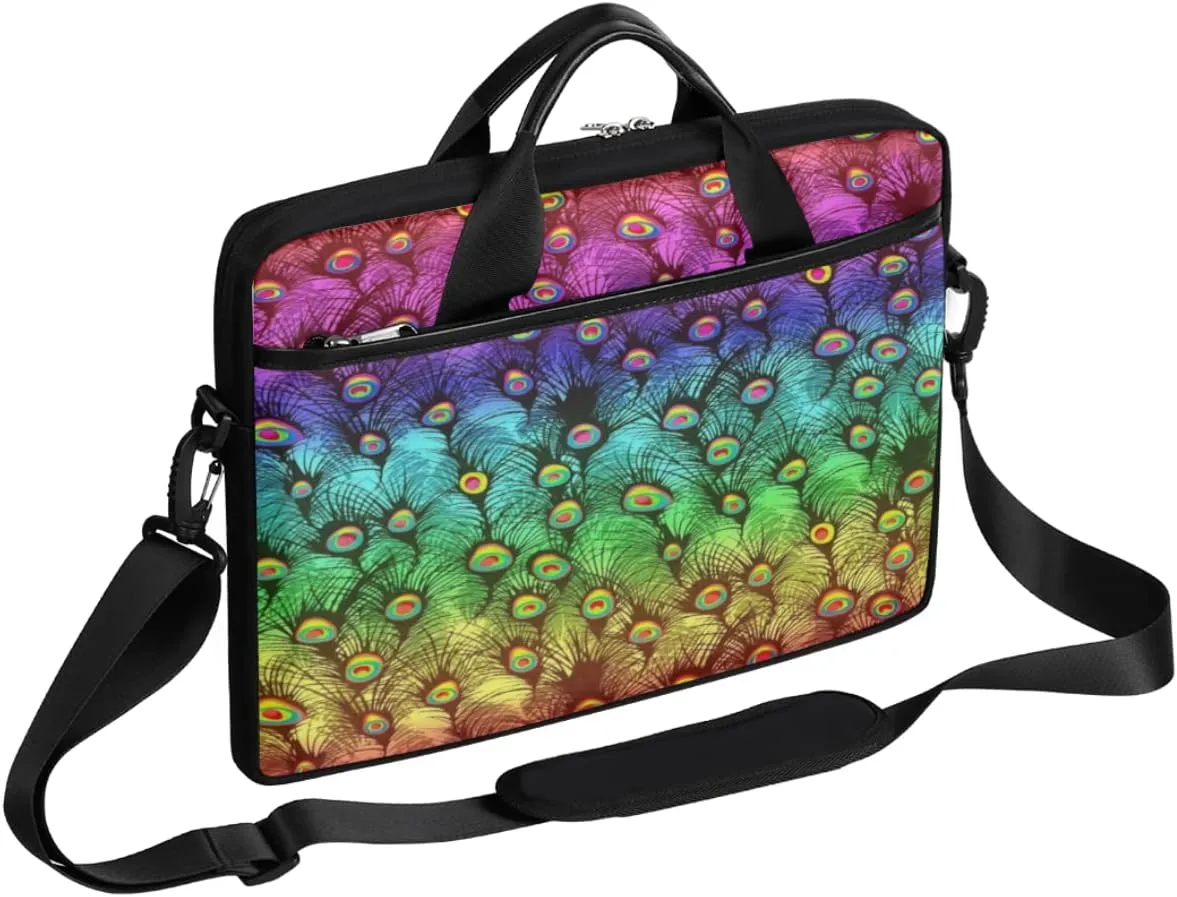 Gradient Geometric Shapes Laptop Shoulder Messenger Bag Waterproof Laptop Briefcase with Handle and Padded Strap Case Sleeve