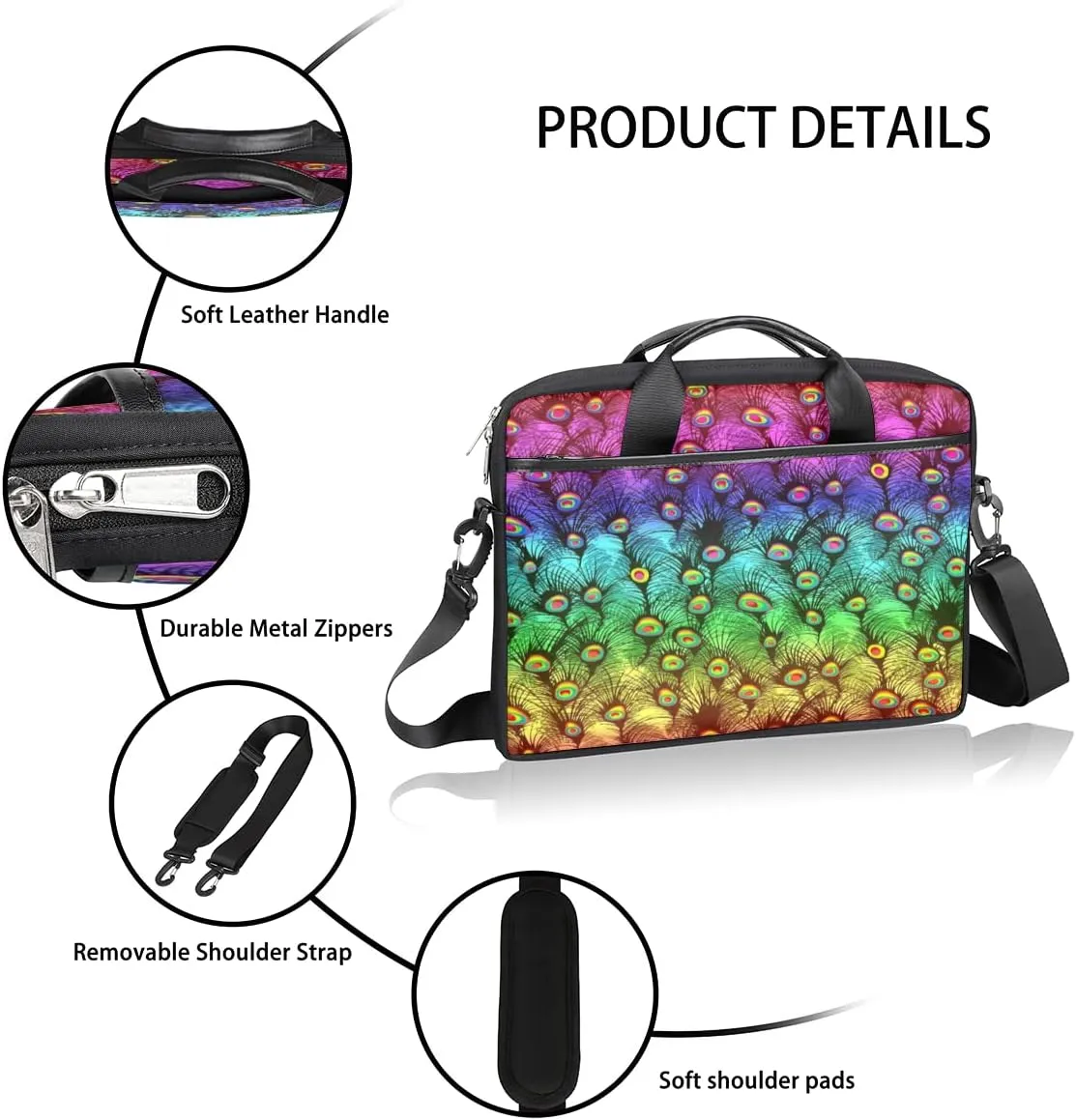 Gradient Geometric Shapes Laptop Shoulder Messenger Bag Waterproof Laptop Briefcase with Handle and Padded Strap Case Sleeve