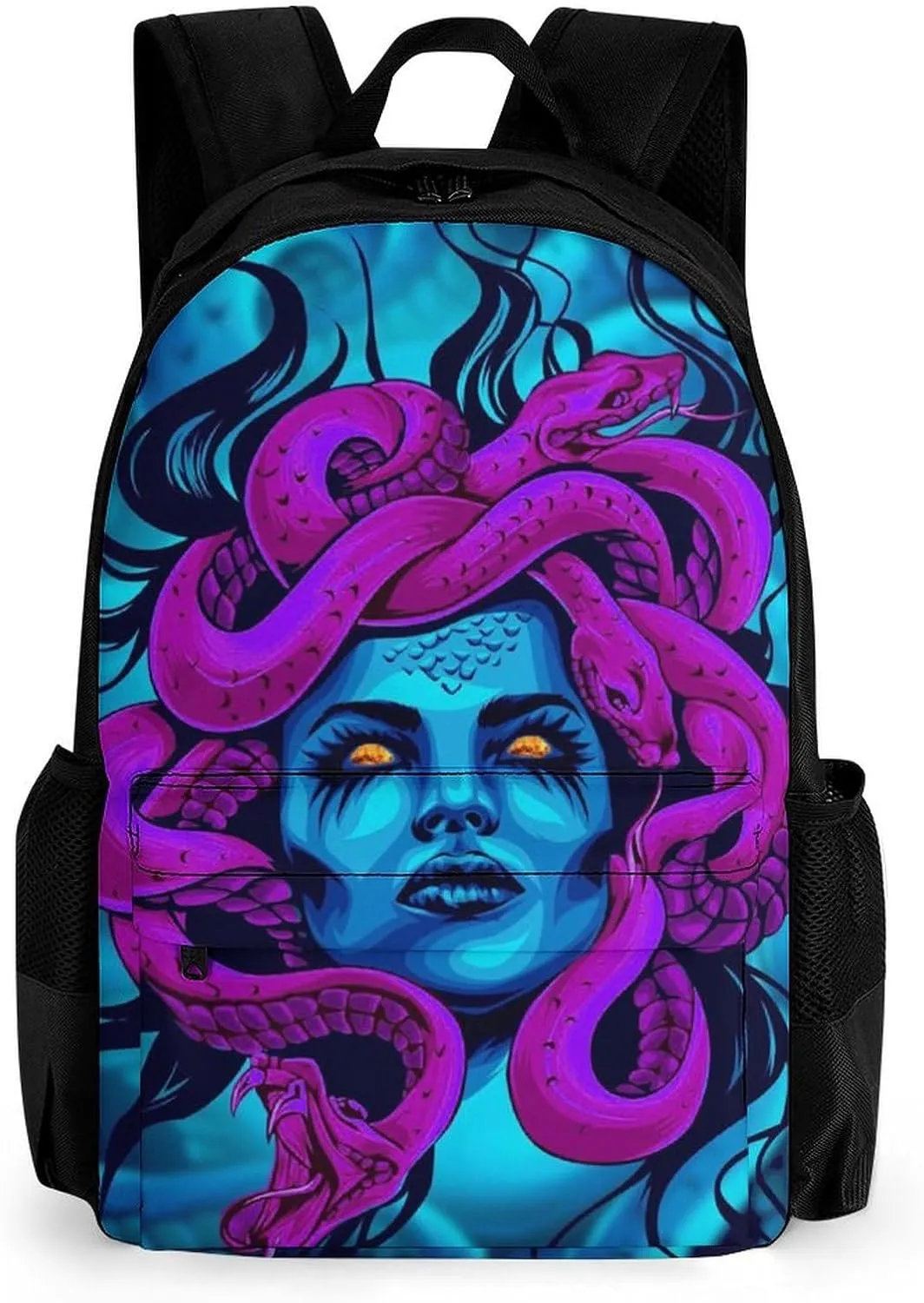 Greek Goddess Purple Snake Queen Medusa Art Rucksacks Lightweight Multipurpose Anti-Theft Shoulder Bag Big Capacity Laptop Book Bag Rucksack With Padded Straps