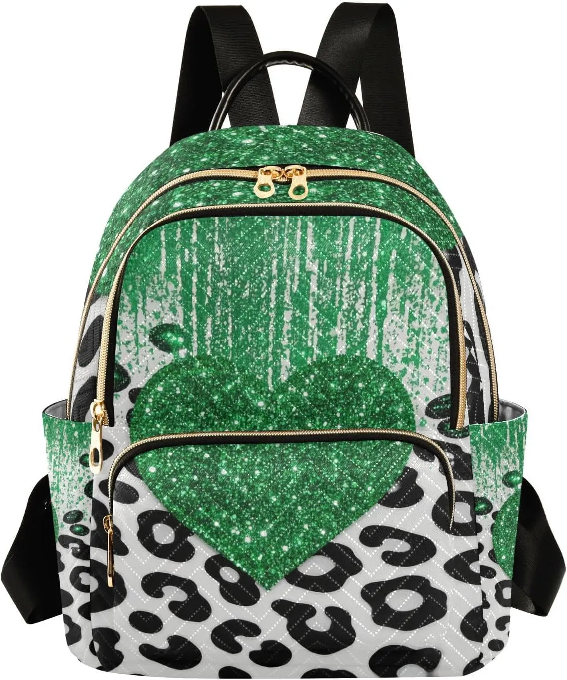 Green White Black Print Art 14 Inch Work Business book bags for women fashion backpack purse for travel&work
