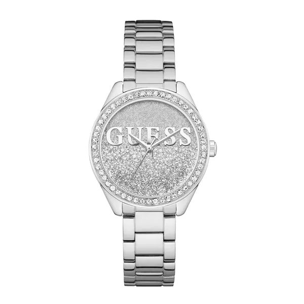 Guess Glitter Girl Silver Stainless Steel Silver Dial Quartz Watch for Ladies - W0987L1