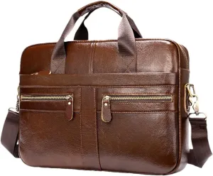 Haitpant Men's Genuine Leather Briefcase Laptop Bag Natural Leather Messenger Briefcases Bags