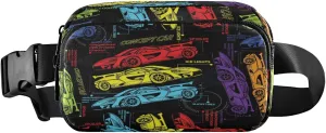 Hand-drawn Rainbow Cars Belt Bag for Women Men Fanny Pack Small Waist Pouch Crossbody Bags for Outdoor Hiking Running Travel