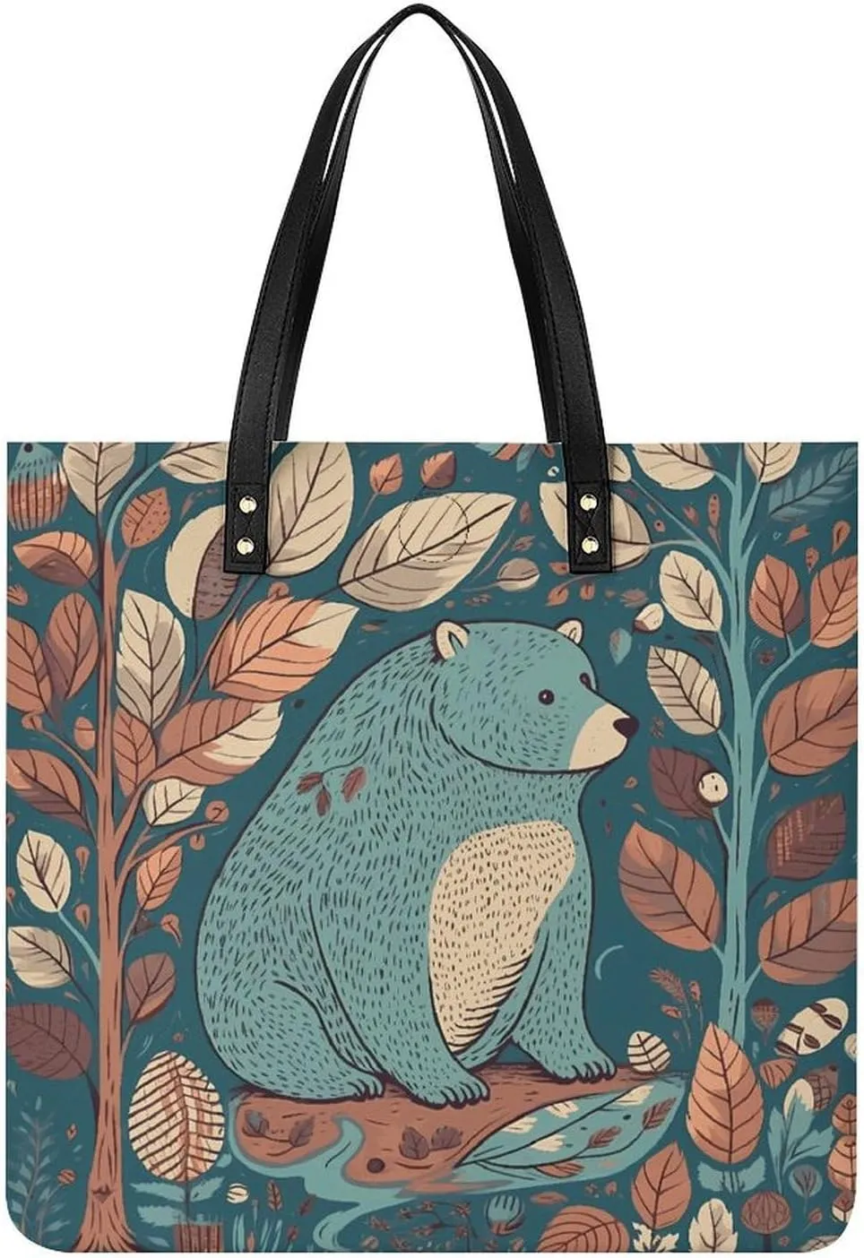 Handbags for WomenBear in The ForestTrendy Vegan Leather Hobo Handbags,Women's Soft Bucket Bag For Women - Ladies Handbags For Work, Travel, Casual Use,Birthday Gifts