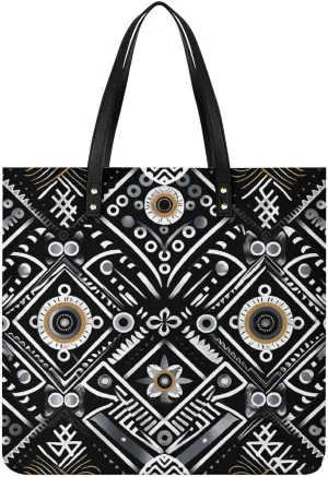 Handbags for WomenBlack White PatternTrendy Vegan Leather Hobo Handbags,Women's Soft Bucket Bag For Women - Ladies Handbags For Work, Travel, Casual Use,Birthday Gifts