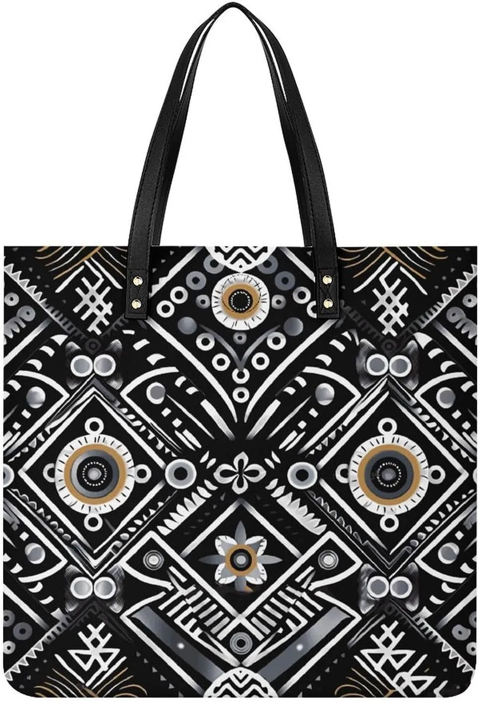 Handbags for WomenBlack White PatternTrendy Vegan Leather Hobo Handbags,Women's Soft Bucket Bag For Women - Ladies Handbags For Work, Travel, Casual Use,Birthday Gifts
