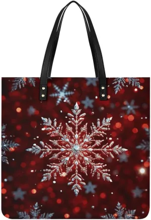 Handbags for WomenChristmas SnowflakeTrendy Vegan Leather Hobo Handbags,Women's Soft Bucket Bag For Women - Ladies Handbags For Work, Travel, Casual Use,Birthday Gifts