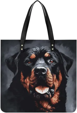 Handbags for WomenCool Rottweiler Dog ArtTrendy Vegan Leather Hobo Handbags,Women's Soft Bucket Bag For Women - Ladies Handbags For Work, Travel, Casual Use,Birthday Gifts