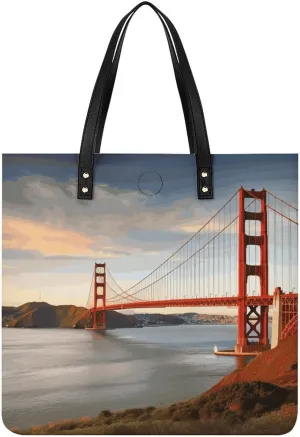 Handbags for WomenGolden Gate BridgeTrendy Vegan Leather Hobo Handbags,Women's Soft Bucket Bag For Women - Ladies Handbags For Work, Travel, Casual Use,Birthday Gifts