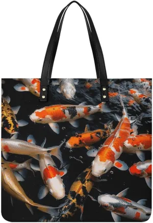 Handbags for WomenJapan Fancy Carp FishesTrendy Vegan Leather Hobo Handbags,Women's Soft Bucket Bag For Women - Ladies Handbags For Work, Travel, Casual Use,Birthday Gifts