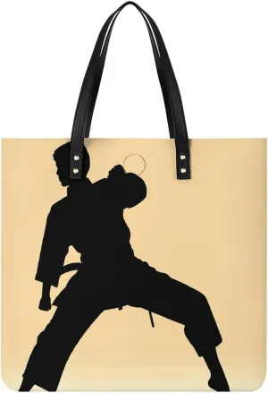 Handbags for WomenKarate Men SilhouetteTrendy Vegan Leather Hobo Handbags,Women's Soft Bucket Bag For Women - Ladies Handbags For Work, Travel, Casual Use,Birthday Gifts