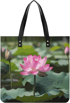 Handbags for WomenLotu FlowersTrendy Vegan Leather Hobo Handbags,Women's Soft Bucket Bag For Women - Ladies Handbags For Work, Travel, Casual Use,Birthday Gifts