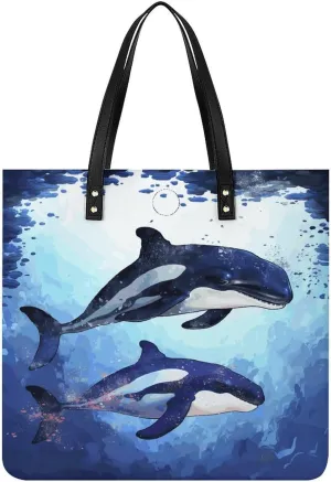 Handbags for WomenOrca Killer WhaleTrendy Vegan Leather Hobo Handbags,Women's Soft Bucket Bag For Women - Ladies Handbags For Work, Travel, Casual Use,Birthday Gifts