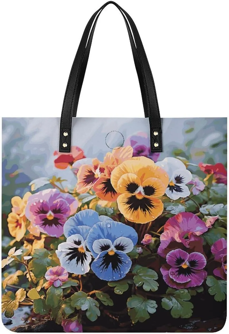 Handbags for WomenPansy FlowersTrendy Vegan Leather Hobo Handbags,Women's Soft Bucket Bag For Women - Ladies Handbags For Work, Travel, Casual Use,Birthday Gifts