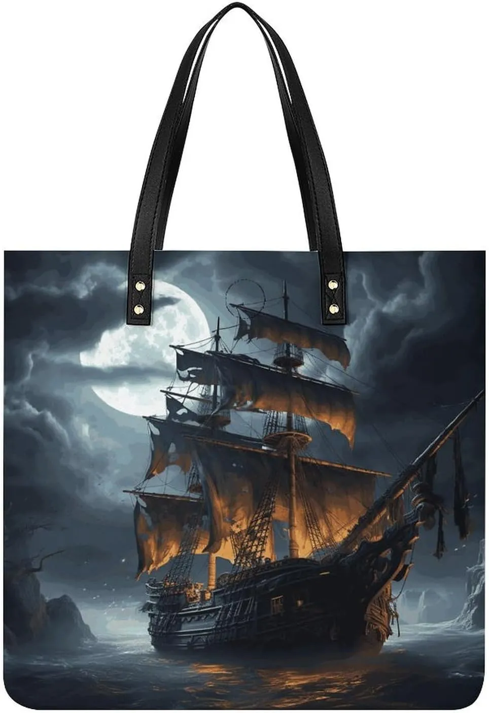 Handbags for WomenPirate Sailboat Full Moon_78728436Trendy Vegan Leather Hobo Handbags,Women's Soft Bucket Bag For Women - Ladies Handbags For Work, Travel, Casual Use,Birthday Gifts