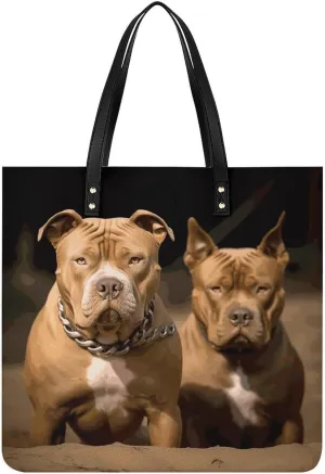 Handbags for WomenPitbull DogsTrendy Vegan Leather Hobo Handbags,Women's Soft Bucket Bag For Women - Ladies Handbags For Work, Travel, Casual Use,Birthday Gifts