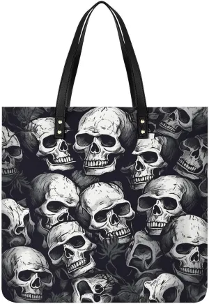 Handbags for WomenSkulls Pattern1Trendy Vegan Leather Hobo Handbags,Women's Soft Bucket Bag For Women - Ladies Handbags For Work, Travel, Casual Use,Birthday Gifts