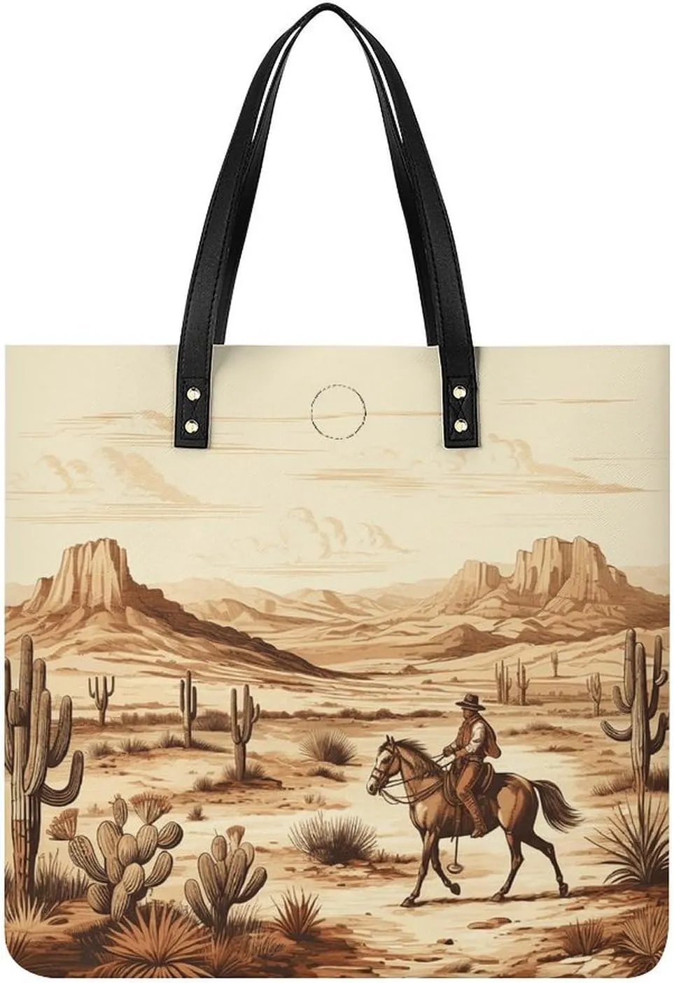 Handbags for WomenWest Desert Cactus Riding HorsesTrendy Vegan Leather Hobo Handbags,Women's Soft Bucket Bag For Women - Ladies Handbags For Work, Travel, Casual Use,Birthday Gifts