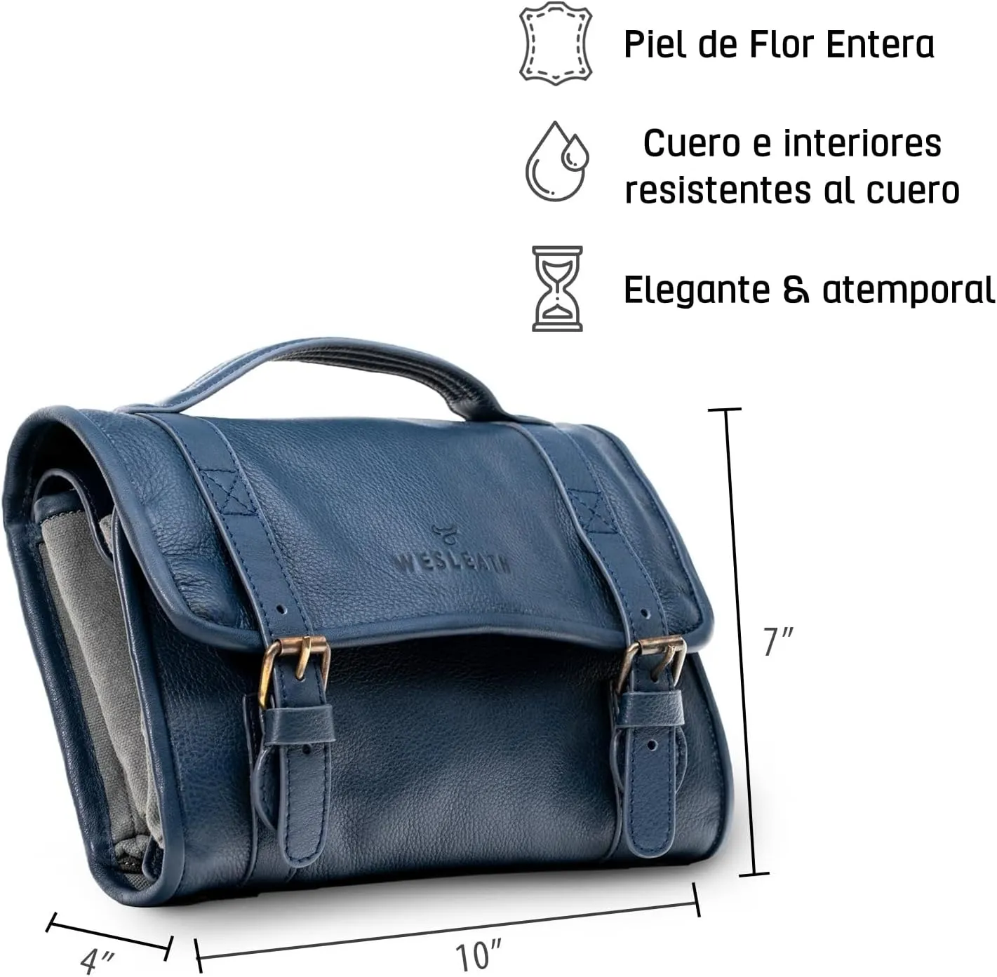 Hanging Leather Toiletry Bag | Water-Resistant Cosmetic Case For Men - Bathroom Dopp Kit Carry On Premium Quality Travel Organizer for Toiletries, Customized Shower Bag (Royal Blue)