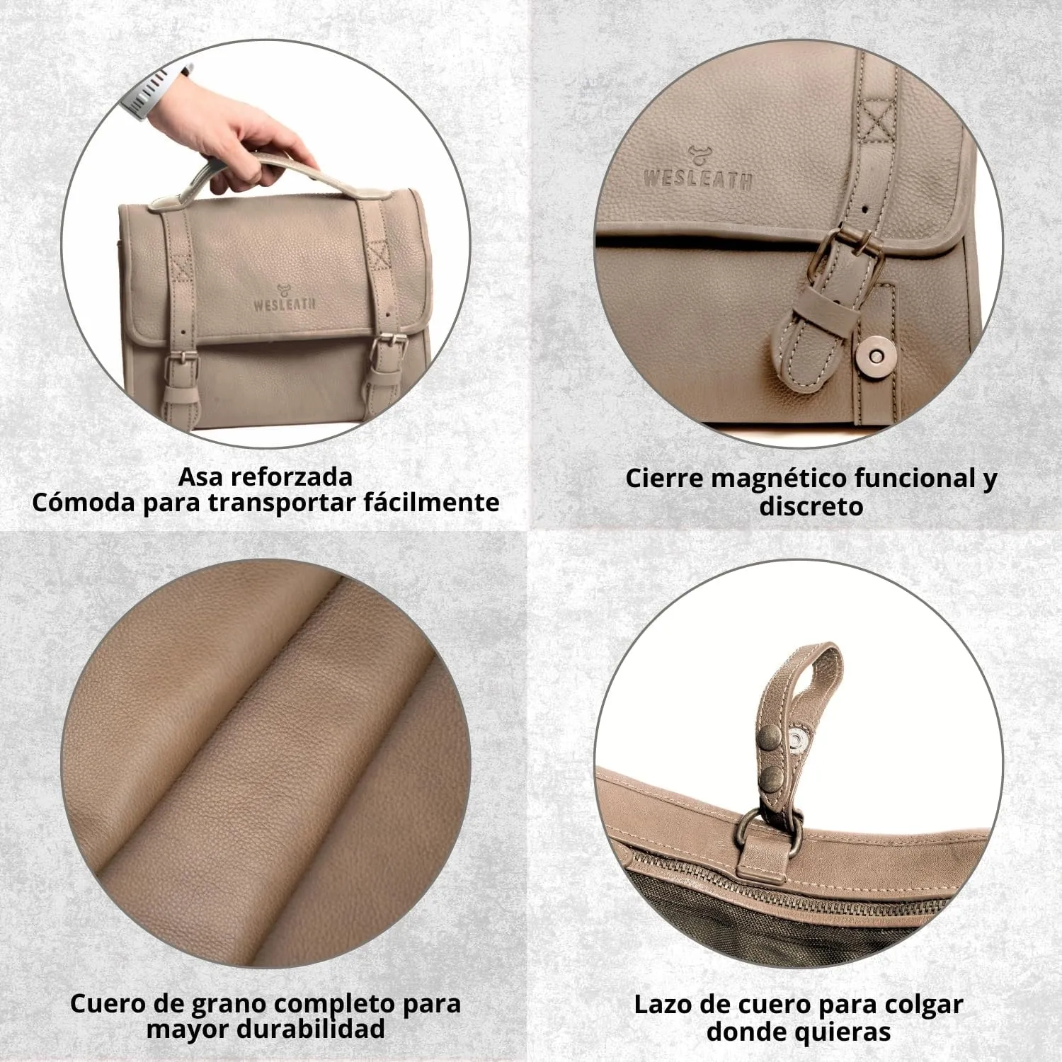 Hanging Leather Toiletry Bag | Water-Resistant Cosmetic Case For Men - Bathroom Dopp Kit Carry On Premium Quality Travel Organizer for Toiletries, Customized Shower Bag (Sand Stone)