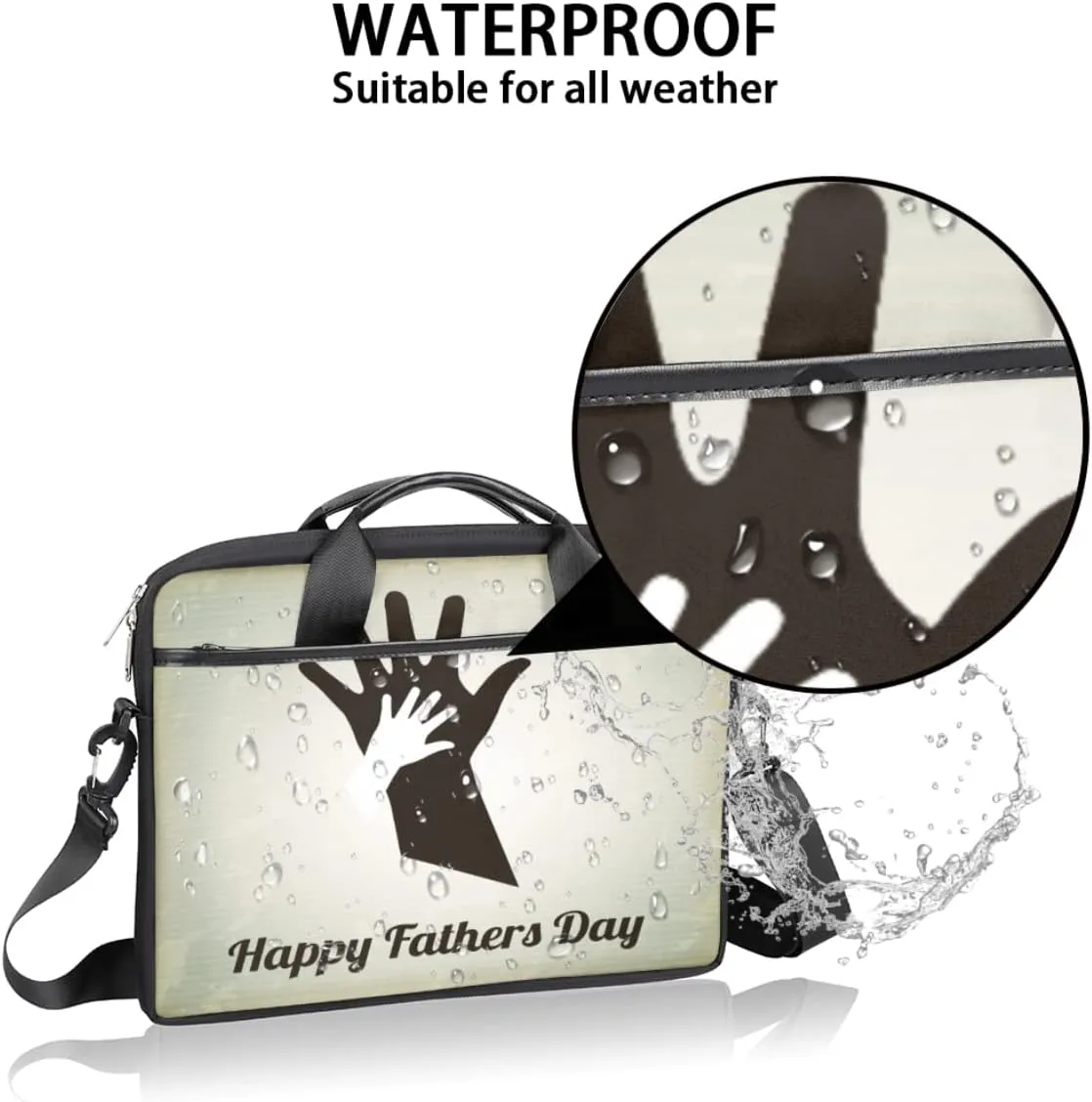Happy Birthday Theme Pattern Laptop Shoulder Messenger Bag Waterproof Laptop Briefcase Handle Padded Strap