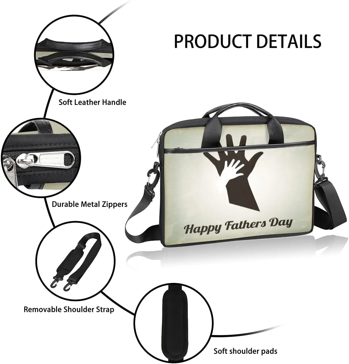 Happy Birthday Theme Pattern Laptop Shoulder Messenger Bag Waterproof Laptop Briefcase Handle Padded Strap