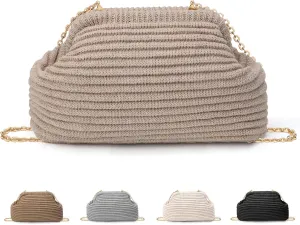 hatisan Crochet Clutch Purses for Women Knit Evening Bag Handbag Shoulder Crossbody Bag for Wedding Party