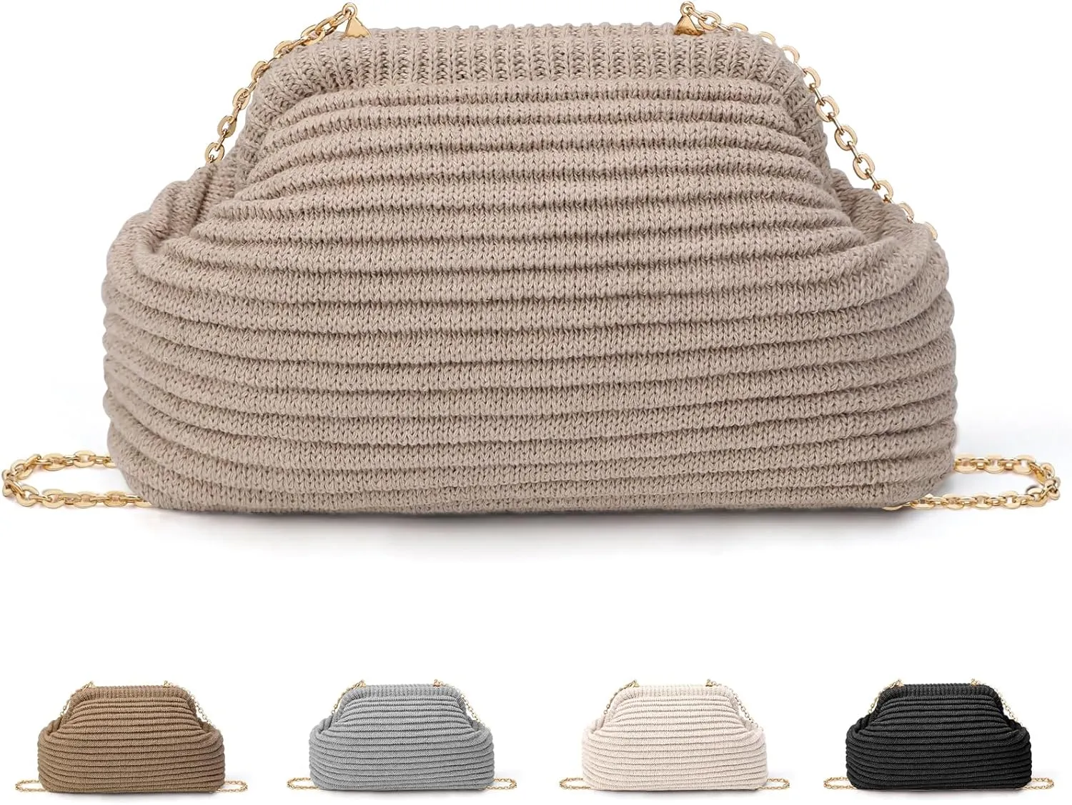 hatisan Crochet Clutch Purses for Women Knit Evening Bag Handbag Shoulder Crossbody Bag for Wedding Party